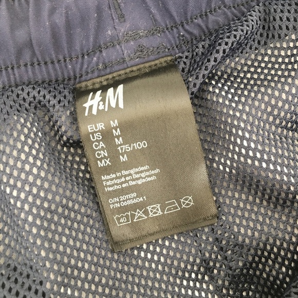 H&M Mens Blue Swim Trunks/Shorts Mesh Lining Pink Drawstring Pool Beach Vacation - Picture 4 of 8